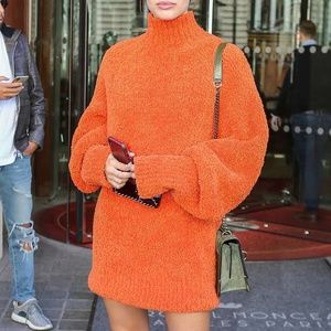 H&M long orange knit sweater